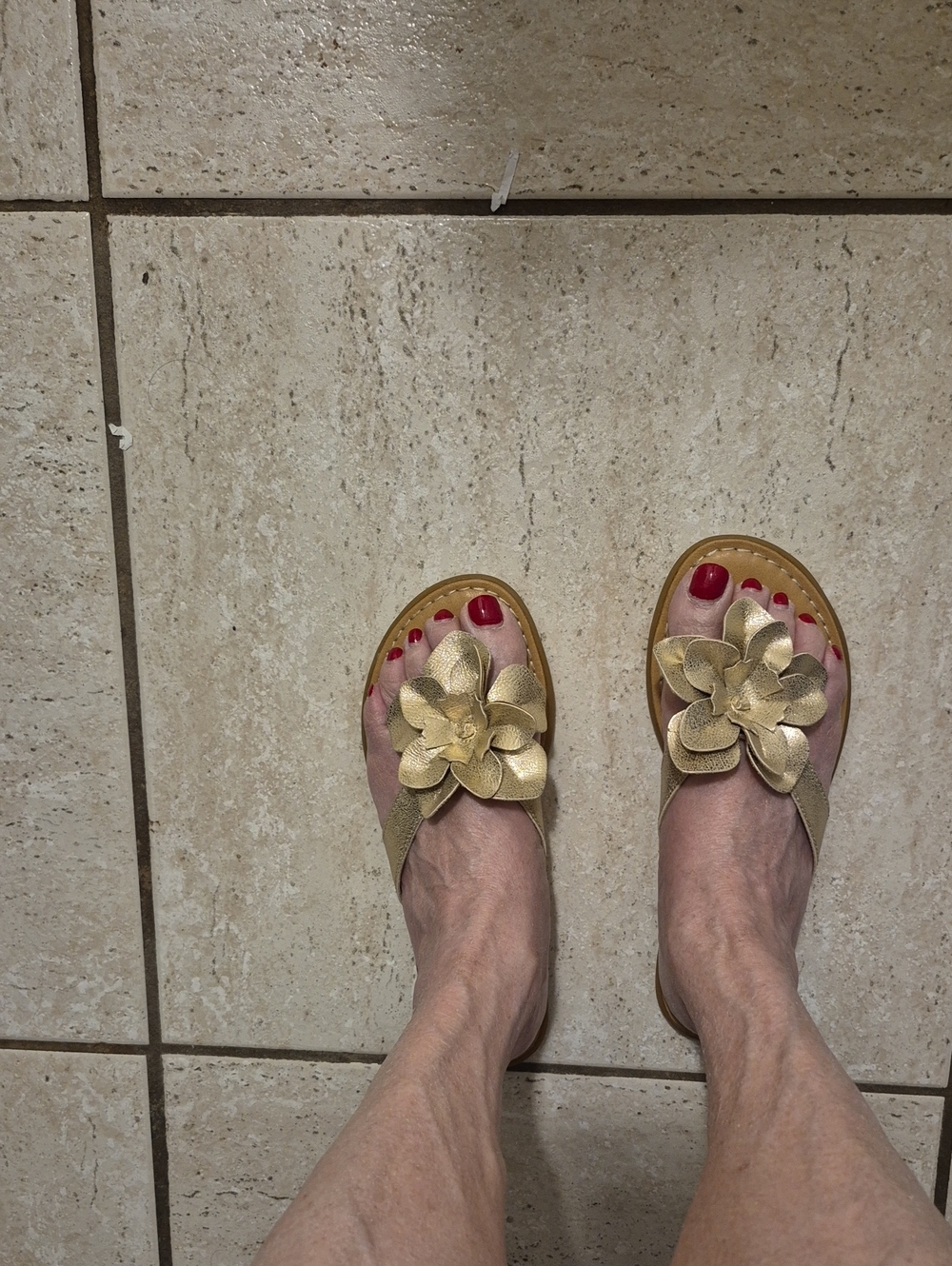 Gold Floral Slide Sandals for Women